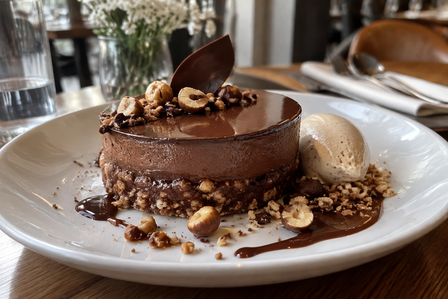 Entremets chocolat-noisettes